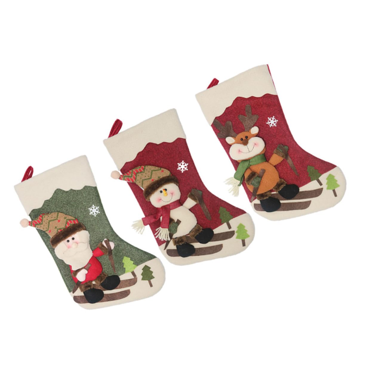 TOPBATHY 3stücke Weihnachtsstrümpfe mit Weihnachtsgeschenksocken Weihnachtsgeschenktüten Weihnachtssüßigkeitenstrümpfe und Weihnachtsgeschenksockentüte als Dekoration für Zufälliger Stil