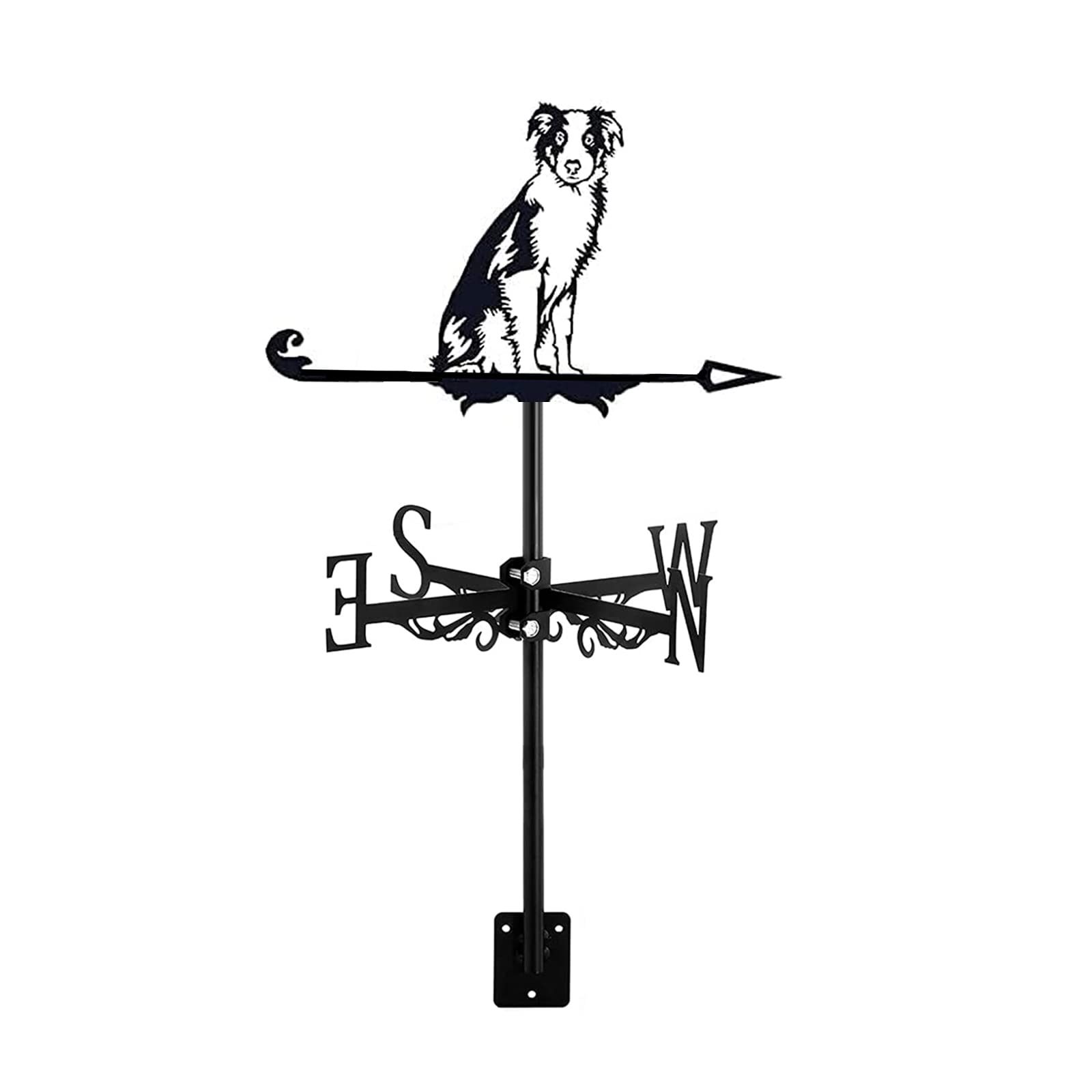 WIQUYBML Weathervane Dog Shape Ornament Animal Metal Wind Vane with Roof Mount Direction Sign Weathercock for Outdoor Farmhouse Yard Garden Gazebo, Border Collie