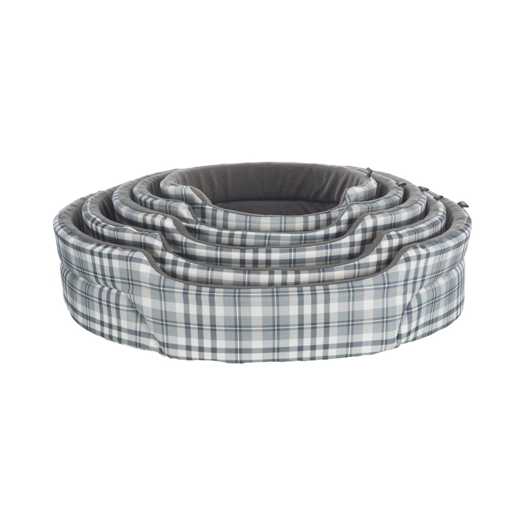 TRIXIE Hundebett Lucky 65 × 55 cm in grau/weiß - gemütliches Hundekissen mit Baumwoll-Optik - Hundekorb für mittelgroße Hunde - rutschfest - 37023