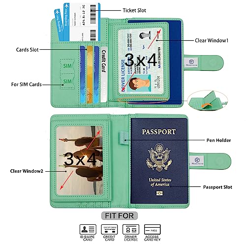 Image of Melsbrinna Rfid Passport Holder for Travel women /Men, Cute Passport Wallet Rfid Blocking Card Slots, Rfid Passport Cover /CaseTravel Wallet, Passport Book Holder (1, Green3)