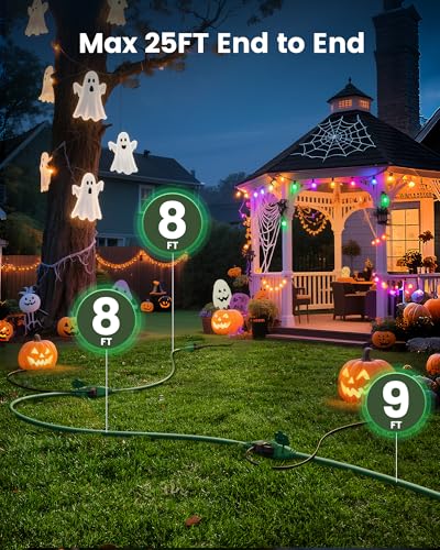 Image of Suraielec 25ft Outdoor Extension Cord with Multiple Outlets 3 Outlet Power Cord 16 /3 Gauge SJTW Weatherproof for Landscape Christmas Tree Lights