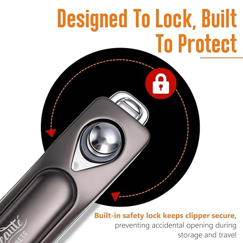 Image of Beaute Secrets Ingrown Nail Clipper with Slanted Curved Blade | Stainless Steel Toenail Cutter for Thick Nails | Angled Precision Nail Clippers for Seniors, Men & Women | Anti-Slip Grip Nail Cutter, Silver