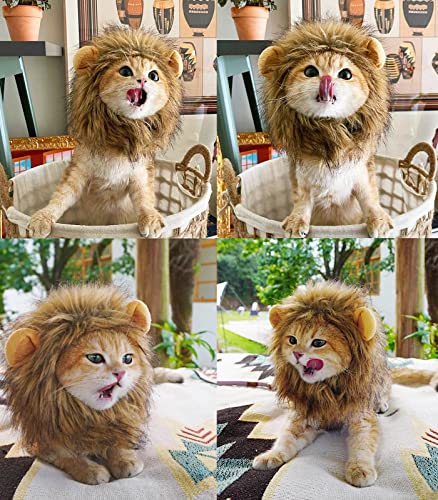 Rosylife lion mane wig for cat costume pet adjustable washable comfortable fancy lion hair cat clothes dress for halloween christmas easter festival party activity (brown) 6 Rosylife lion mane wig for cat costume pet adjustable washable comfortable fancy lion hair cat clothes dress for halloween christmas easter festival party activity (brown) - image 7
