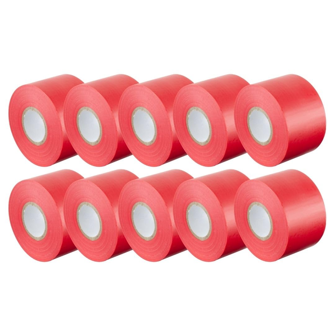 Gocableties Red Wide Electrical Tape, 50mm x 33m, 2" Strong Self-Adhesive PVC Insulation Tape for Insulating, Repairing and Protecting Electrical Wires, 12 Rolls