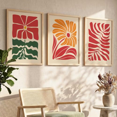 Image of kotart Home Decor Boho Painting Decorative Wall Art poster With Frame For Living Room Bed Room Hotel Wall Decor Digital Reprint Set of 3 (20x30 Inch)