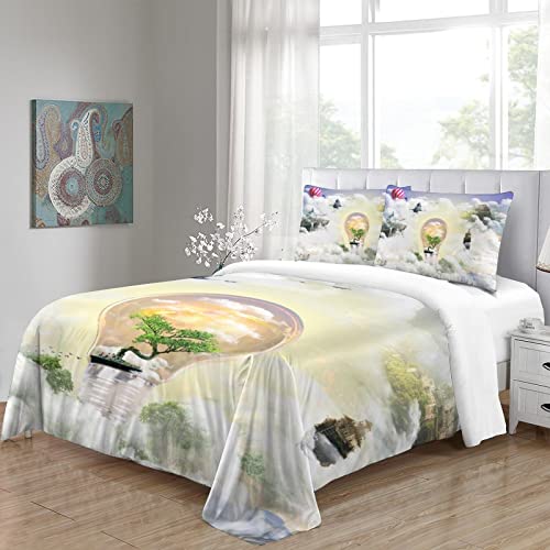 Housse de couette impression 3D paysage naturel parure de lit fantaisie zippée microfibre