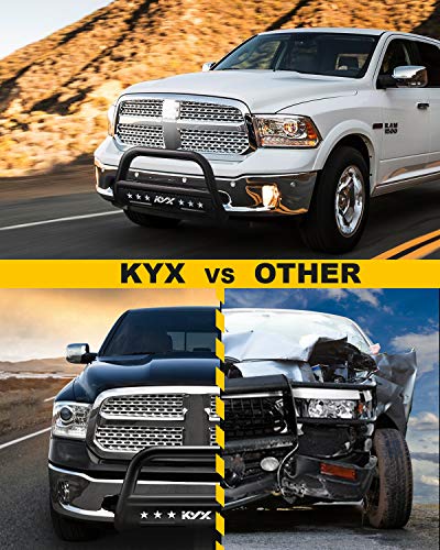 Kyx Bull Bar For 2009-2018 Dodge Ram 1500, Pickup Truck 3" Brush Push Grille Guard Off-Road Front Bumper, With Removable Skid Plate, Black #TOP6
