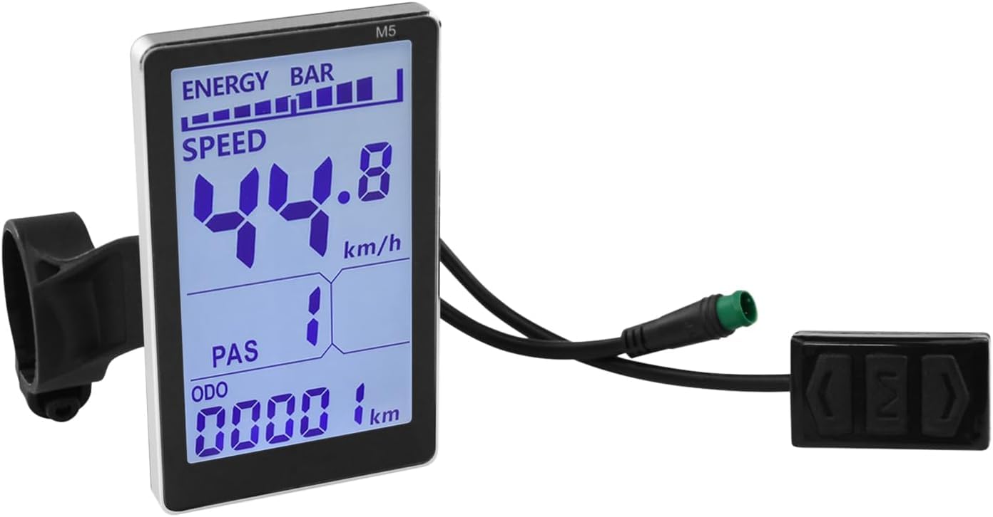 Écran LCD pour vélo électrique, scooter E 5 broches M5 avec connecteur étanche, écran de contrôle pour guidon de vélo électrique de 31,8 à 22,2 mm (protocole n° 2)