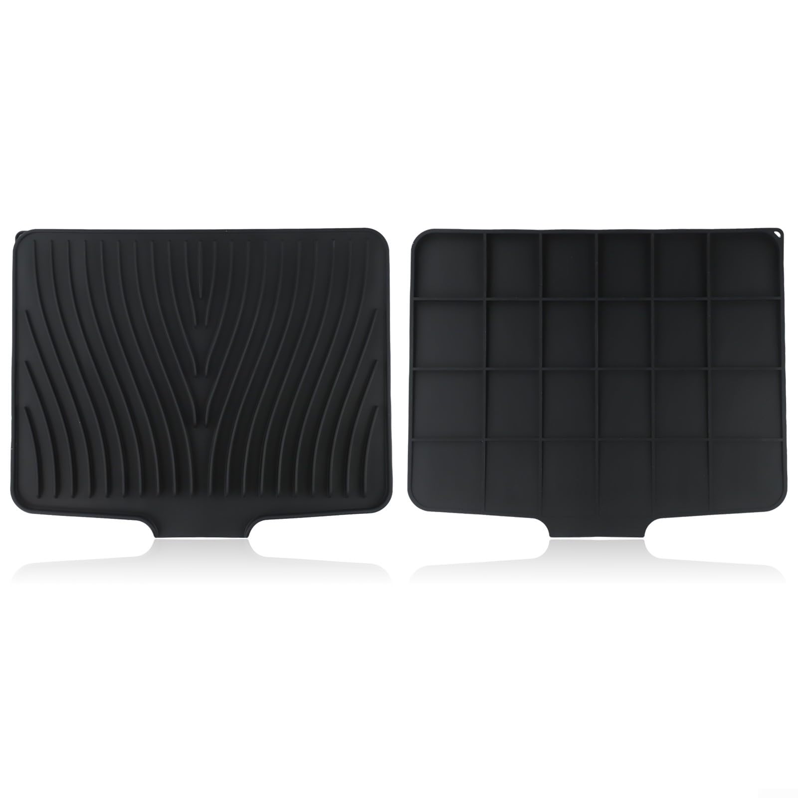 Alfombrilla de silicona para secar platos de cocina, ideal para vasos y ollas, borde de drenaje único para una gestión del agua sin esfuerzo (negro)