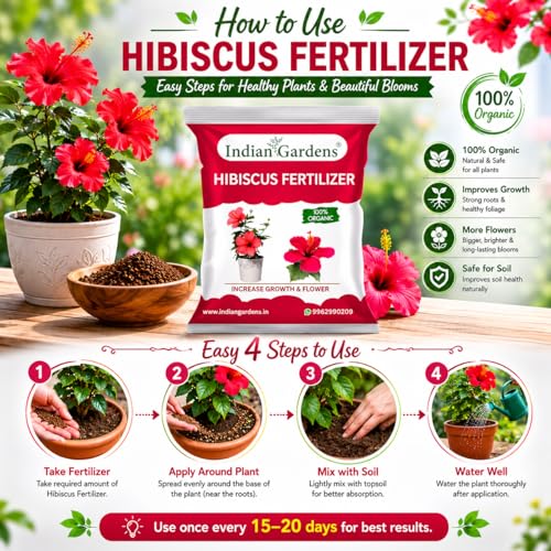 Image of Indian Gardens - Hibiscus Organic Fertilizer (5 Kg) | Flowering Plant Fertilizer |Organic Plant Food For Flowering | Healthy Stems And Strong