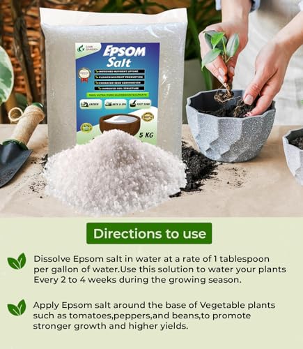 Image of COIR GARDEN - EPSOM SALT 10 KG FOR PLANT GROWTH - ORGANIC FERTILIZER - MAGNESIUM SULPHATE BOOSTER FOR FLOWERING, VEGETABLES AND FRUITS