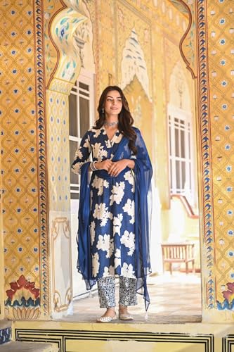 Image of ANNI DESIGNER Women's Cotton Blend Kurta Pant With Dupatta