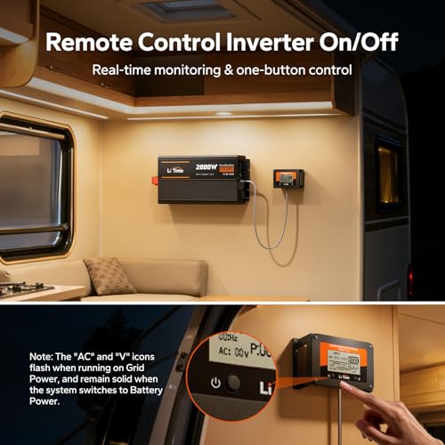 Image of LiTime 12V 2000W Power Inverter with ATS Transfer Switch, 12V DC-120V AC