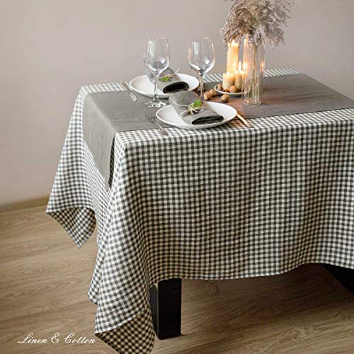 Linen & Cotton Gingham Tablecloth Estella, 100% Linen - Image 4