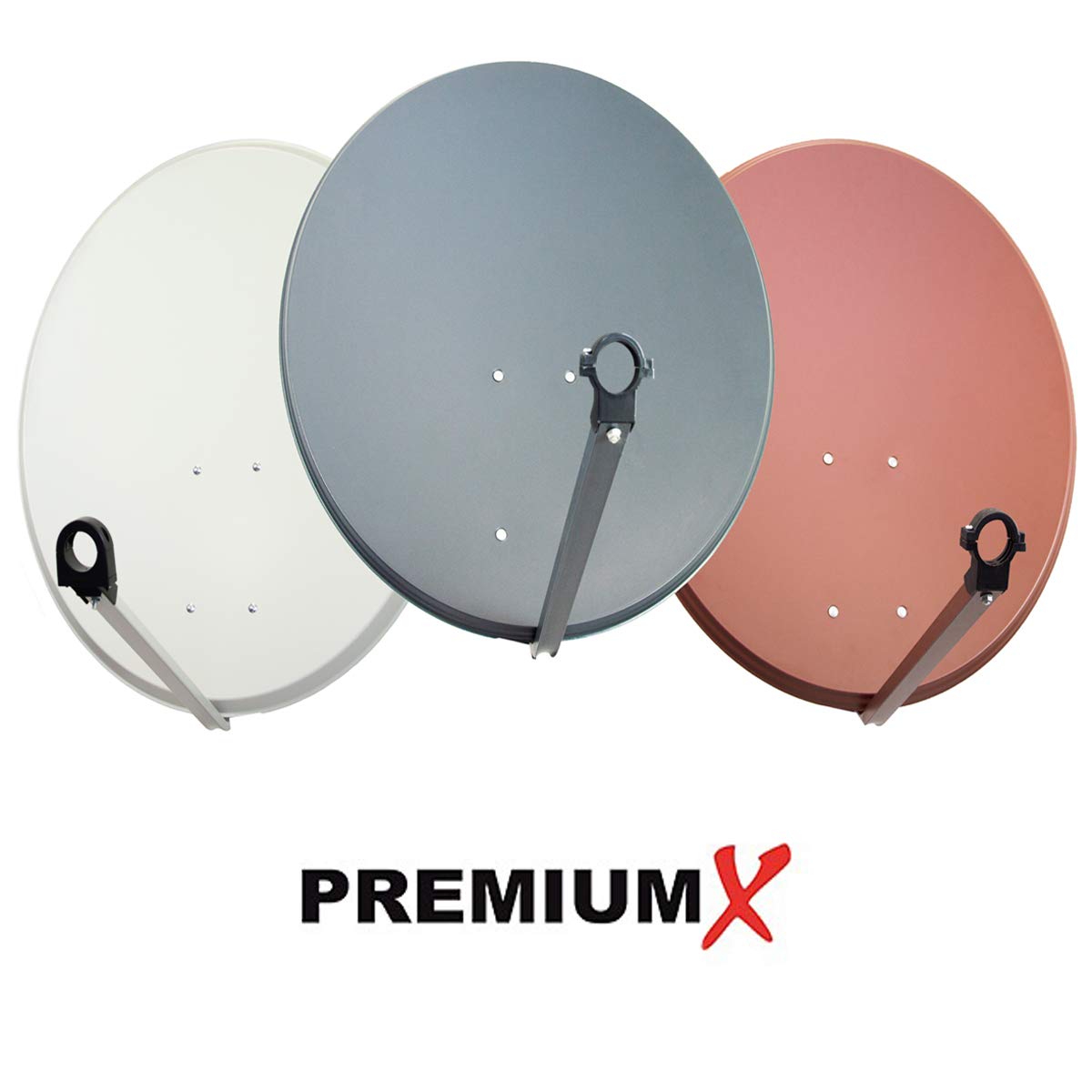 Premium X Satelliten-Komplettanlage 80cm Satellitenschüssel Ziegelrot Satellitenantenne Twin LNB 4X F-Stecker, SAT für 2 Teilnehmer