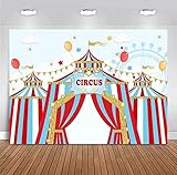Fanghui 7x5ft Red Circus Photography Backdrop Carnival Carousel Big Top Tent First 1st Background Baby Shower Kids Birthday Party Banner Supplies Dessert Candy Cake Table Background Photobooth Props