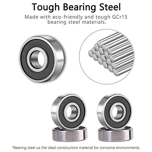 Image of ［10 Pack］6200-2RS Ball Bearings - Bearing Steel and Double Rubber Sealed Miniature Deep Groove Ball Bearings for Pumps, turbines, and Printing and Textile Machines(10x30x9mm)