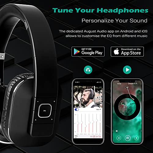 August EP650 Bluetooth v4.2 NFC koptelefoon met aptX Low Latency - draadloze over-ear hoofdtelefoon met individueel geluid zwart - Image 3
