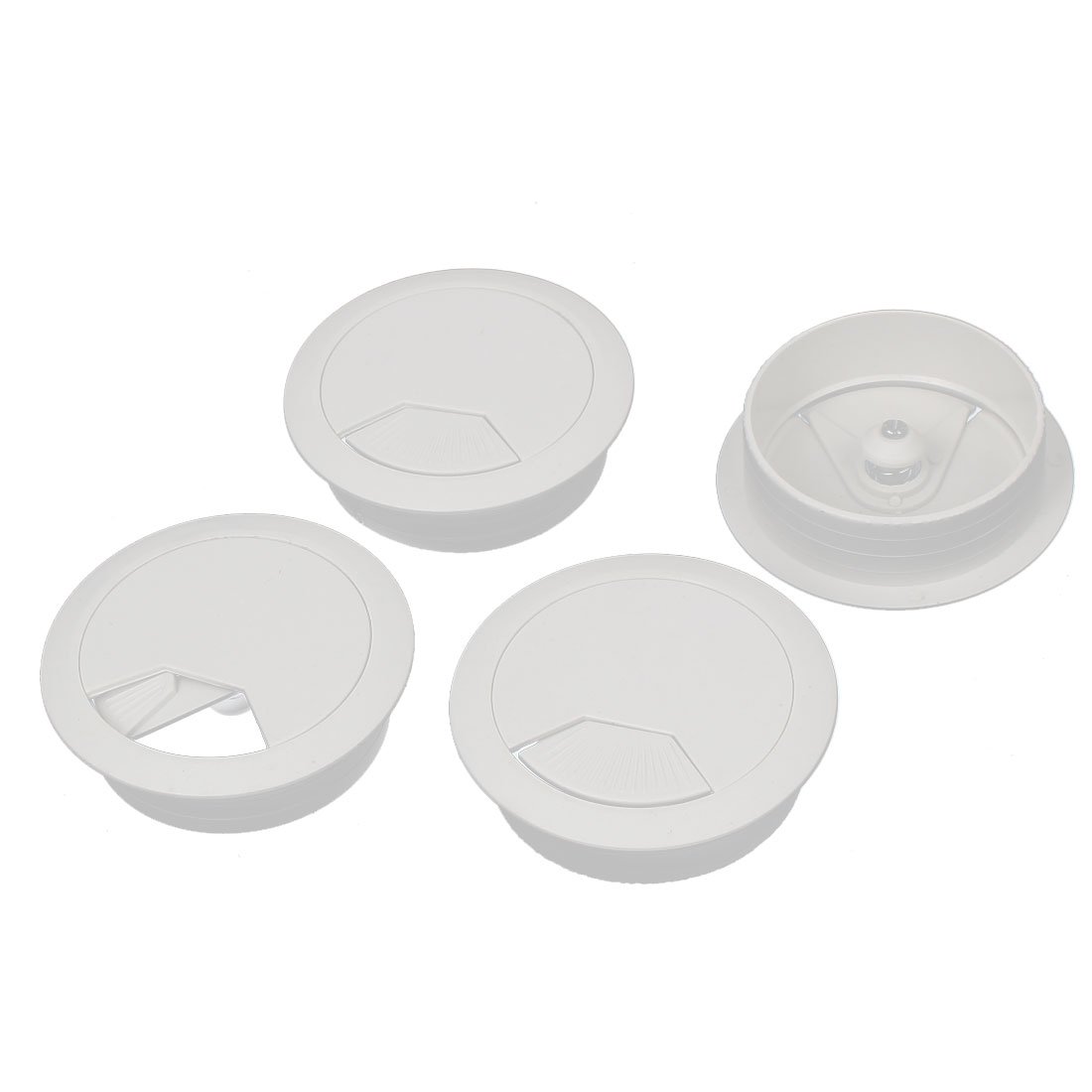 sourcing map Home Office Computer Desk 53mm Dia Plastic Cable Hole Cover Grommet White 4 Pcs