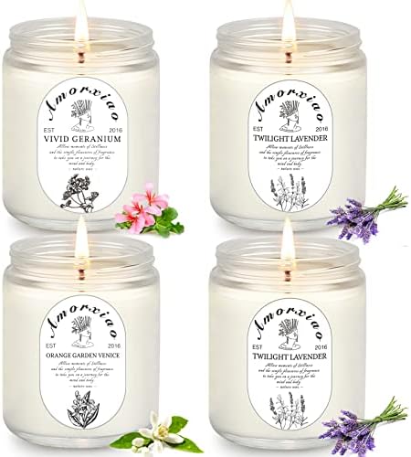 Candles for Home Scented, 4 Pack Scented Candles, Lavender Candles Gifts for Women 28 oz Long Lasting Natural Soy Candles, Aromatherapy Candle Set Stress Relief Meditation Bath for Women Birthday