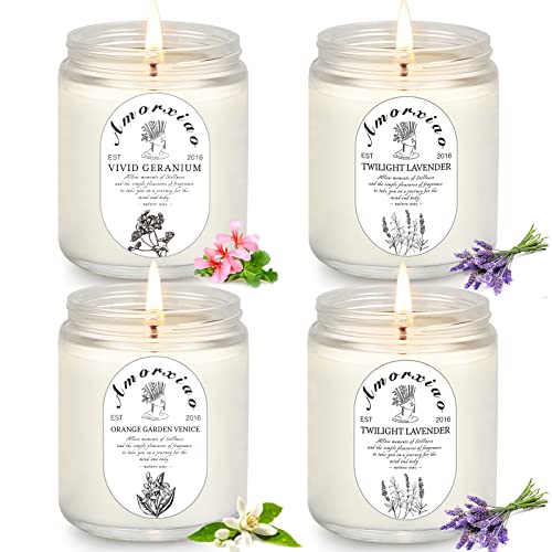 Candles For Home Scented, 4 Pack Scented Candles, Lavender Candles Gifts For Women 28 Oz Long Lasting Natural Soy Candles, Aromatherapy Candle Set Stress Relief Meditation Bath For Women Birthday #TOP6