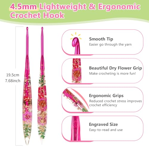 Image of Katech 4.5mm Crochet Hook for Arthritic Hands, Long Aluminum Inline Hooks