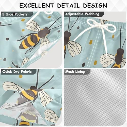 Bees Boys Swim Trunks, Quick Dry Toddler Beach Shorts Boy Swimwear Bathing Suit3
