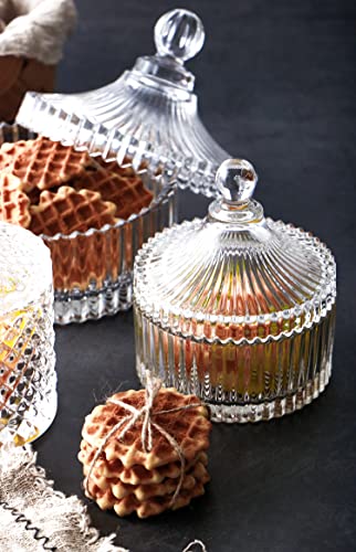 Erioctry 300ml/10oz Elegant Crystal Candy Jar With Lid, Decorative Glass Dish Bowl - Image 4