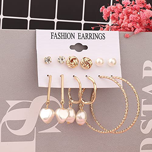 Image of Shining Diva Fashion Stylish Combo Design 6 Pairs Metal Earrings for Women and Girls (F12787er)