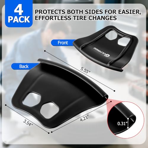 Image of 4 Rim Protectors for Tire Changing, Wheel Rim Guard Kit, Black & Red