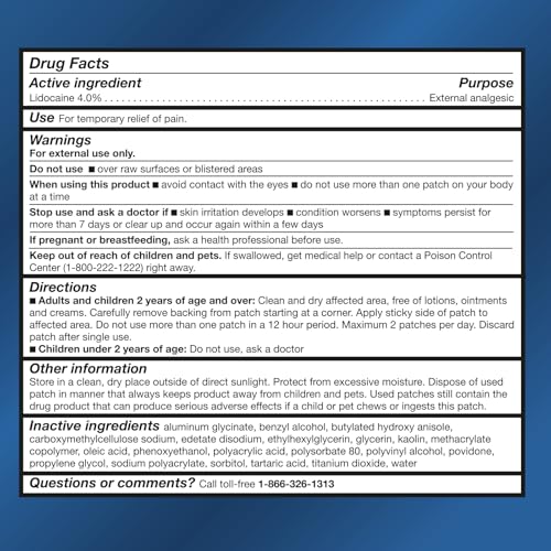 Image of Thera|Care Maximum Strength OTC Pain Relief Patch | 4% Lidocaine Patch | 3.9 inch x 5.5 inch | 6-Count Box