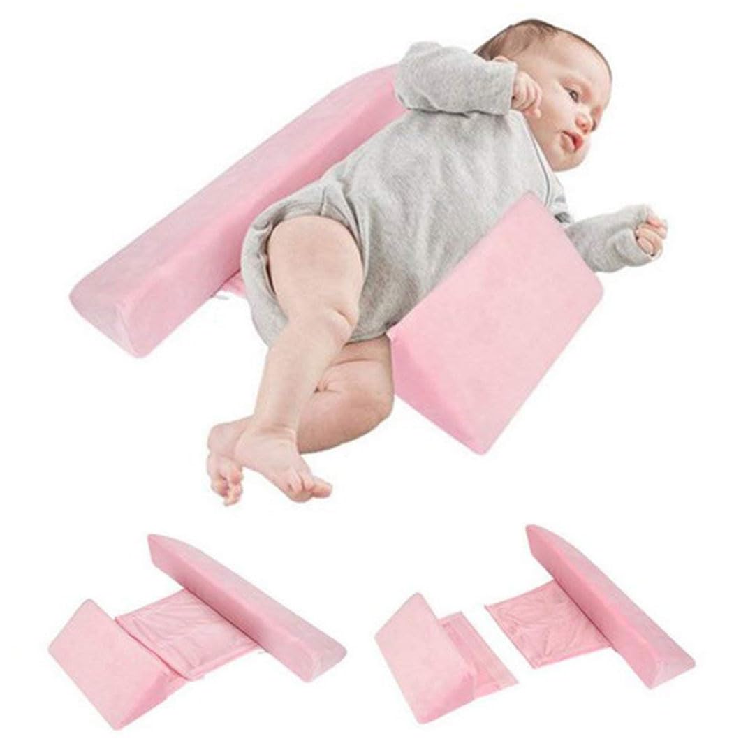 ANTOLE Baby Head Shaping Pillow,Adjustable Anti-Roll Baby Side Sleeper Wedge,Removable And Washable Triangle Support Design Protection Cushion Sleep Shaping Memory Foam Pillow (Pink)