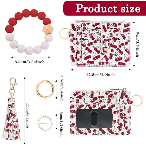Image of KNGITRYI Wristlet Wallet for Women,RFID Keychain Wallet with Beaded Strap | 8 Card Slots,ID Window,Zipper Pocket,Leather Tassel,Compact Design