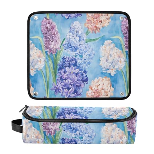 Cute Flowers Blue Estuche de Viaje 2 en 1 para Tenazas y Plancha de Pelo con Alfombrilla Resistente al Calor miniatura 3