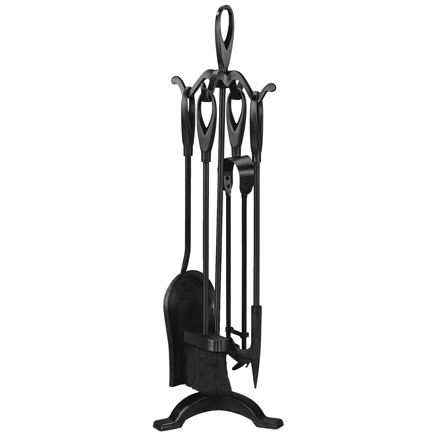 – Fireside Companion Set 5 Piece Fireplace Tool Sets Iron Companion Wood Burner – Fire Poker Set Log Burner Accessories – Fire Companion Sets for Log Burners with Stand