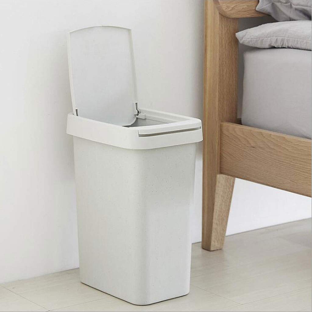 MYBA Papelera de plástico con tapa a presión, rectangular, para sala de estar, baño, cocina, con tapa, color azul claro, tamaño: A)