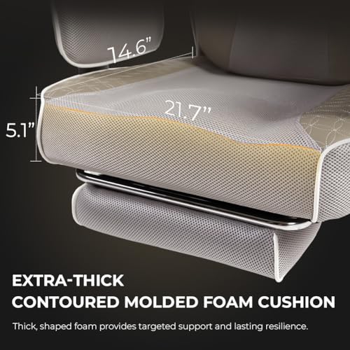 Image of Dowinx Big and Tall Office Chair 400 Lbs with Rotating Massage Lumbar Support, Wide Thick Seat Cushion and Adjustable Armrest,Computer Gaming Chairs with Footrest,Mesh-Grey