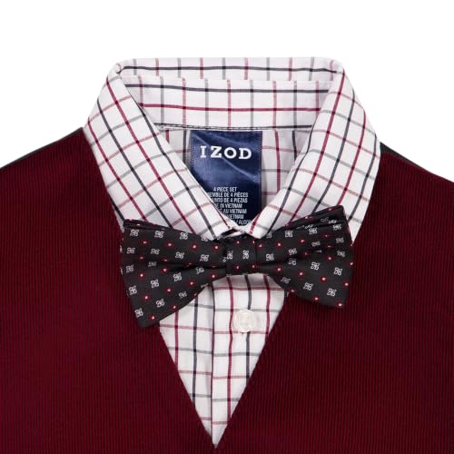 Image of IZOD Boys' 4-piece Formal Dress Up Suit Set, Vest, Pants, Collared Shirt, and Tie