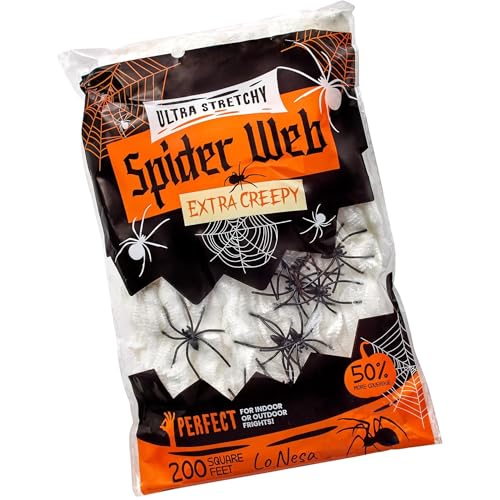200 Sq. Ft Coverage Indoor & Outdoor Use Creepy Spiders Included Garden Decor (White 200 SQ FT)