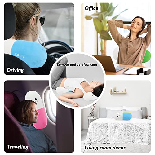 Sexysamba Pill Pillow Neck Roll Pillow Cute Preppy Room Decor Chill Pillows With Washable Cover, Funny Aesthetic Trendy Gift Throw Pillows For College Dorm Teenager Y2K Teacher Doctor Nurse (Pink, M) #TOP4