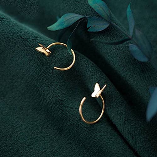 Boucles d'oreilles S925 en argent véritable avec crochets courts papillon - 4