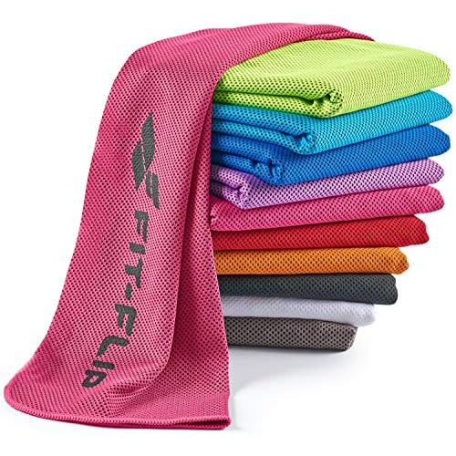 Fit-Flip Kühlendes Handtuch - als cooling towel und mikrofaser Kühltuch - kühlendes Sporthandtuch - Airflip towel für Fitness und Sport - Ice towel Kühlhandtuch (rosa, 100x30cm)
