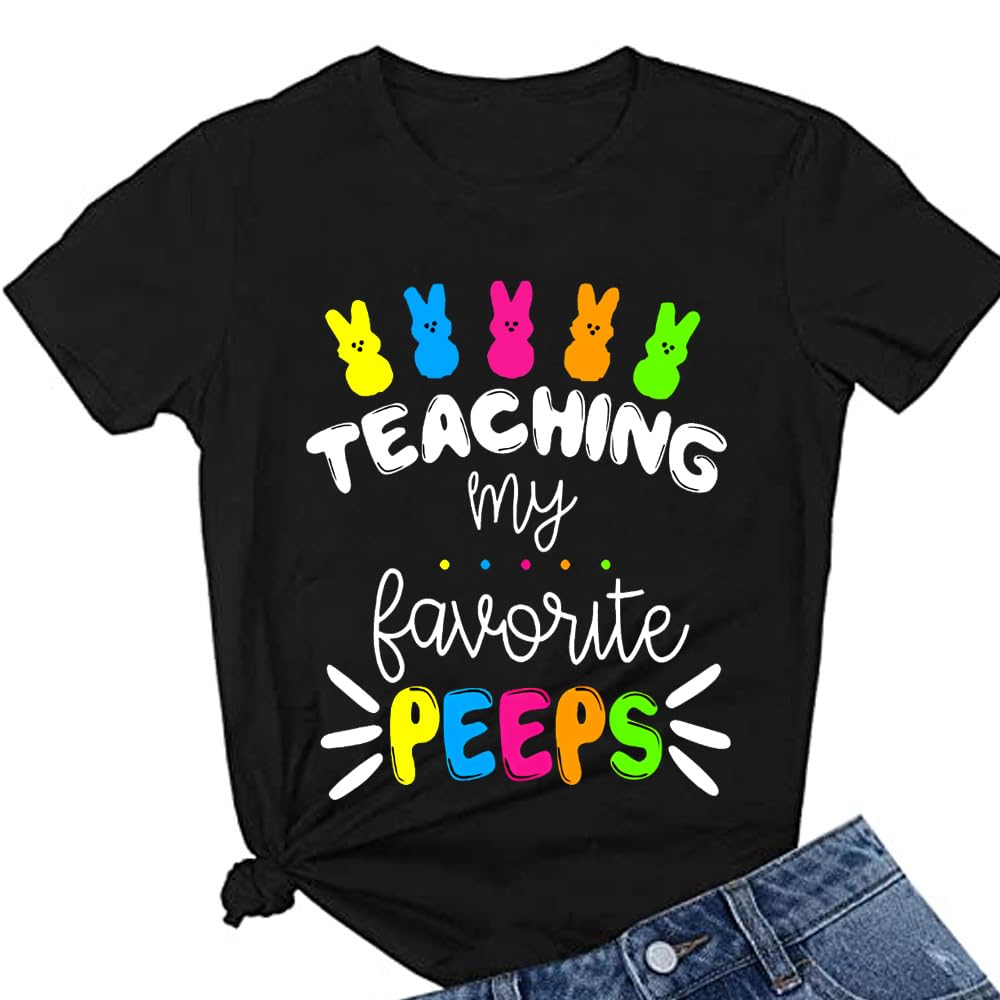 Foreshappy Easter Shirts For Women Cute Bunny Graphic Easter