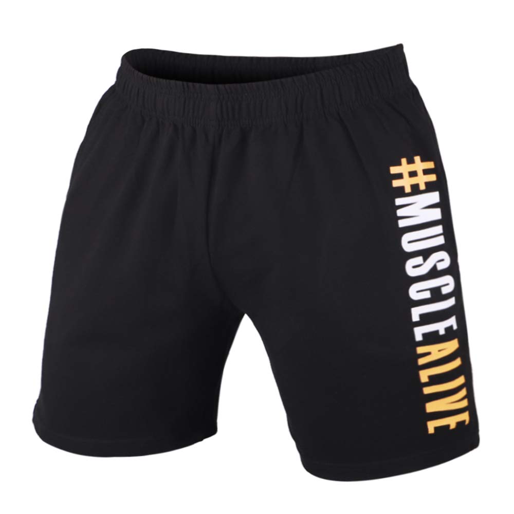 Muscle Alive Uomo Bodybuilding Palestra Pantaloncini Cotone Allenarsi Sportivo Fitness Workout Shorts