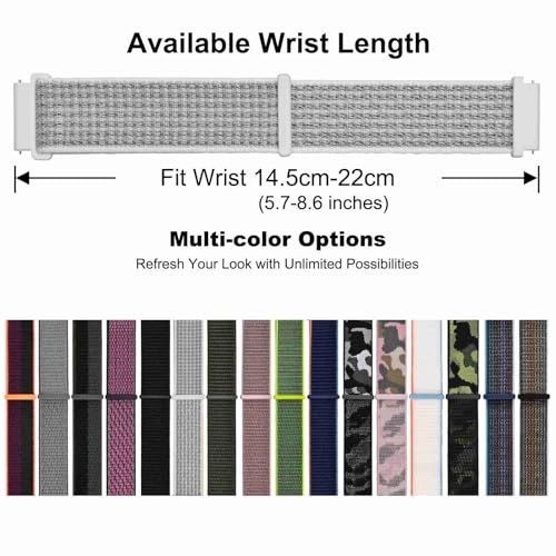Image of WOCCI Adjustable Nylon Sport Watch Bands with Hook and Loop Fastener, Quick Release Watch Straps for Men and Women, Band Width 18mm 20mm 22mm