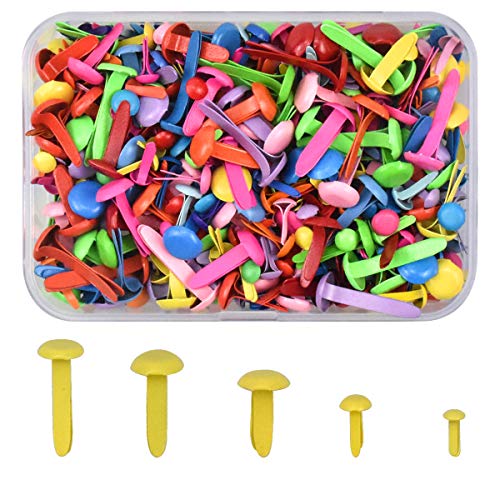 NATUCE 400PCS Brads Redondo, Mini Brads de colores, Encuadernadores Redondos de Metal Multicolor para Papel Decoración Herramienta de Scrapbooking DIY, Mini Clavos Clips de cabeza redonda