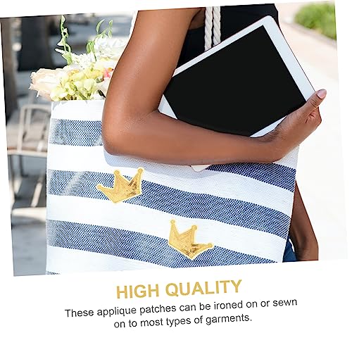 EXCEART Eisen Auf Abzeichen Zeichen Pailletten Patches Stickerei Patch Nähen Patch Gold Krone Applikationen Kappe Dekorationen Krone Vintage 5 Stück