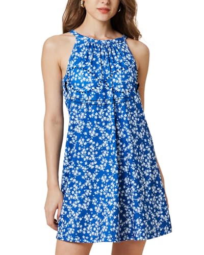 Image of ANYFITTING Summer Dress with Built in Bra Casual Beach Sundress Flowy Halter Mini Short Dresses for Women 2026