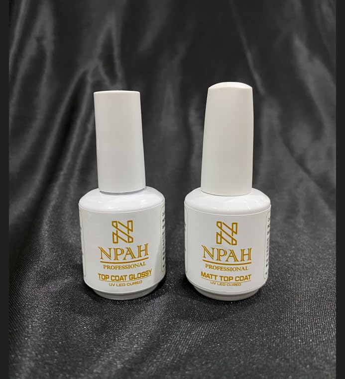 NPAH Shiny Top Coat & Matte Gel Top Coat, 15ml Gel No Wipe Matte & Glossy Top Coat Soak Off Nail Lamp Gel Nail Polish Matte & Glossy Finish Long Lasting DIY Home Nail Salon