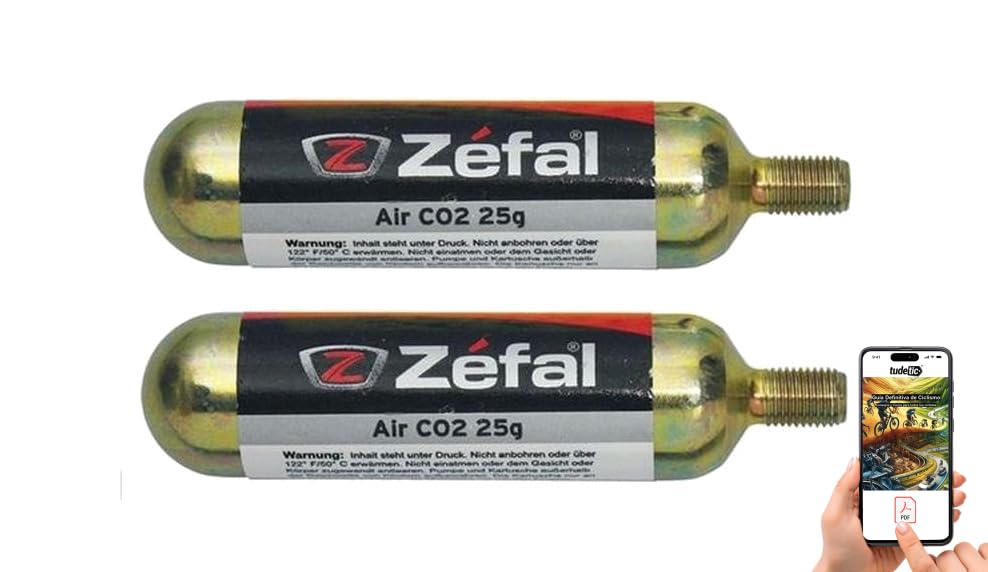 Recambio De Cartuchos Co2 con Rosca De 25G - Pack De 2 Unidades + Un Exclusivo Libro Pdf sobre Ciclismo Escrito por El Tudetic Team TUDETIC-PDF-362930